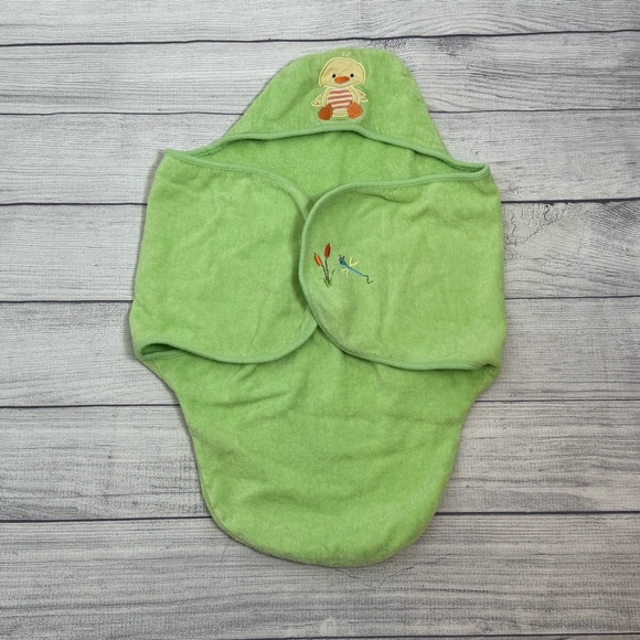 Babies R Us Hooded Baby Towel Green Duck Cotton Bath Wrap - Picture 5 of 9